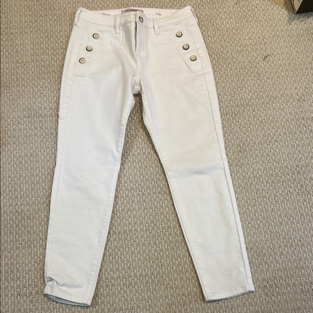Women's White Button-Detail Jeans